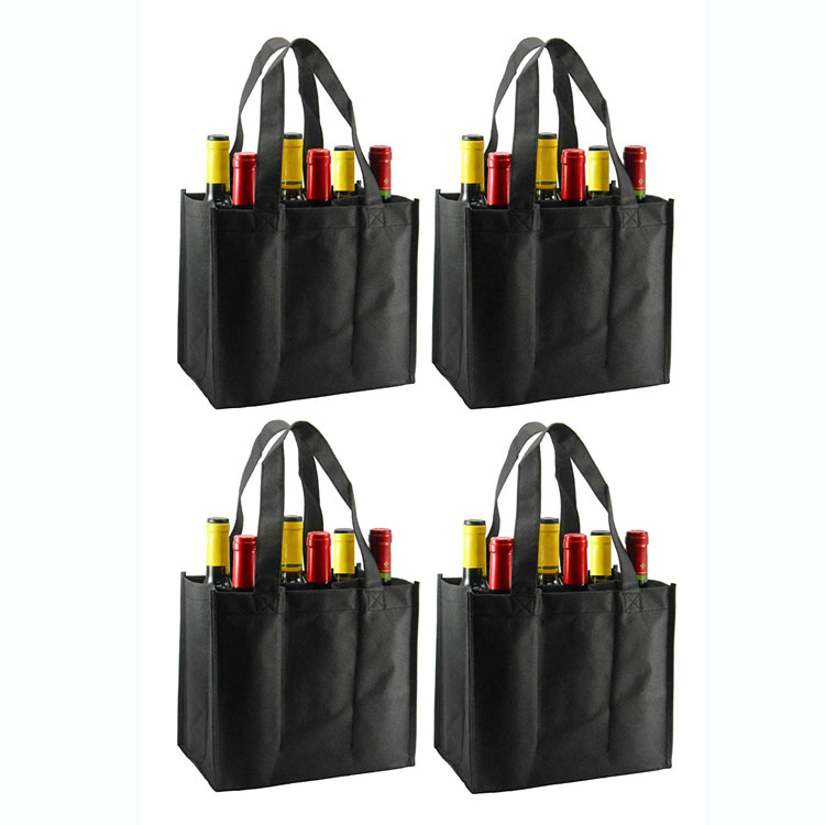  Wholesale foldable wine gift tote bags 6 bottles wine bag